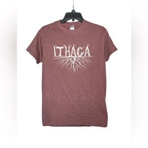 Ithaca Roots Brown Tee Shirt Heavy Cotton‎ Size Small